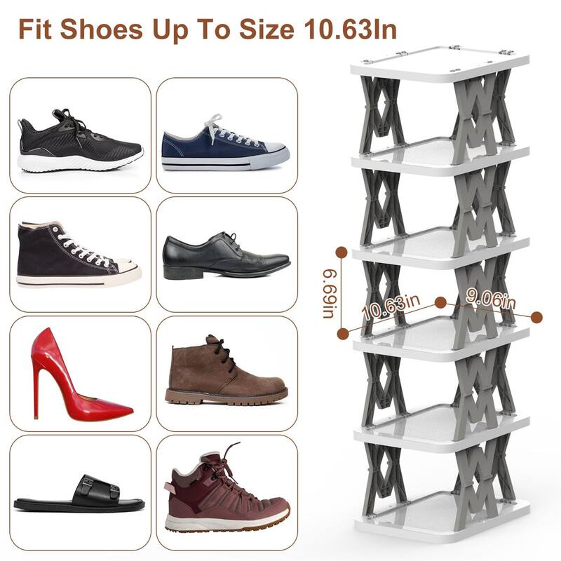 6 Tier Foldable Shoe Rack Vertical Shoe Organizer