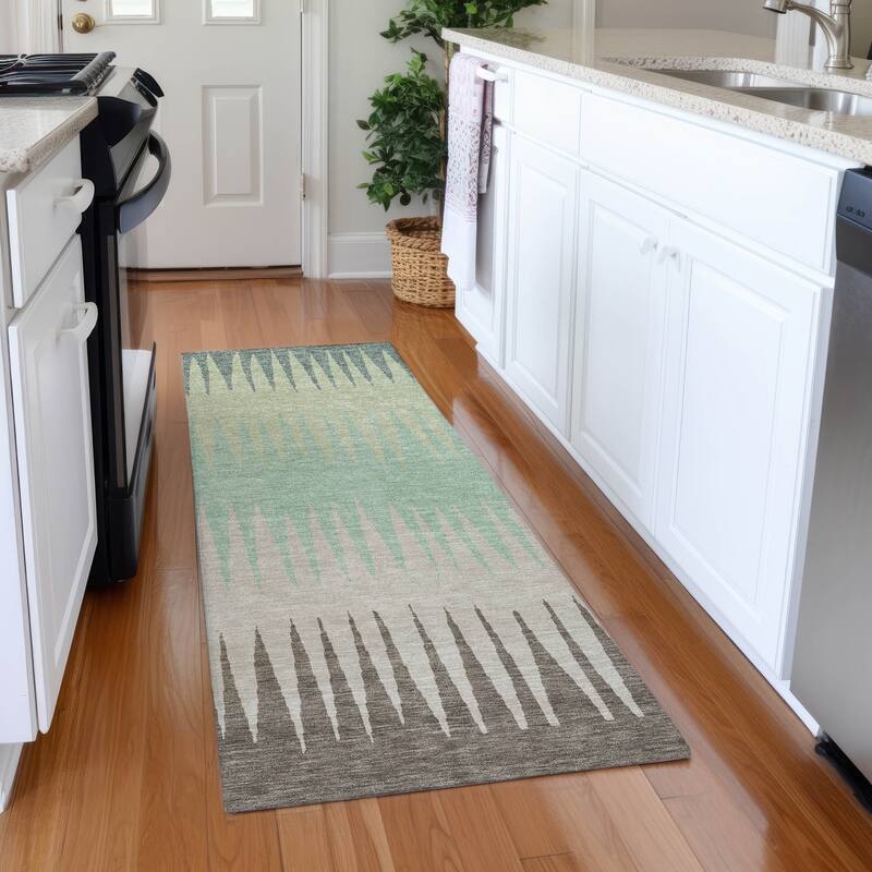 Premium Washable Super Soft Modern Spikes Mayfield Rug - Aloe - 2'3" x 7'6"