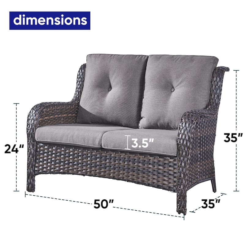 Gymojoy Patio Rattan Loveseat Sofa Outdoor Wicker Loveseat