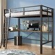 preview thumbnail 1 of 5, Twin Metal Loft Bed with L-Shaped Desk, Charging Station Loft Bed Frame Twin Size, Safety Guard & Ladder, Black Black