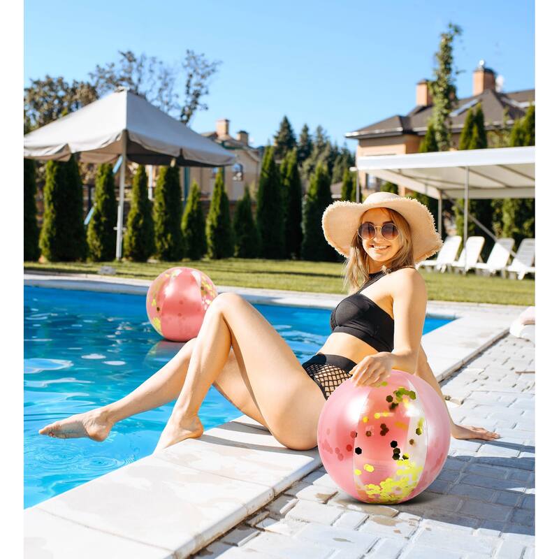 POZA Rose Gold Inflatable Beach Balls and Giant Pool Noodles - 4 Pack - ‎74 x 6 x 6 inches