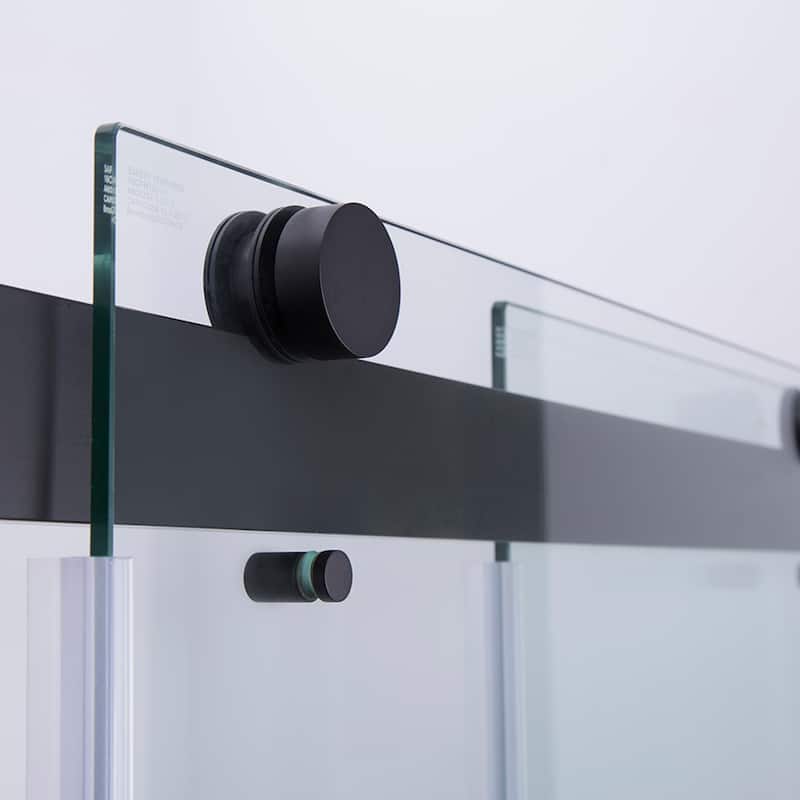 Spezia 60" W x 76" H Sliding Frameless Shower Enclosure in Matt Black - 60" W x 76" H - 60" W x 76" H - Clear