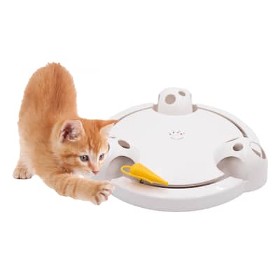 Interactive Cat Mouse Toy - Random Rotating Mouse Teaser Toy w/ Peekaboo Domes - Exercise Cat Toy - N/A