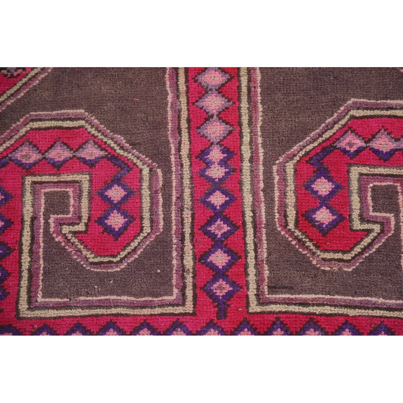 Hand-knotted Tribal Meshkin Persian Runner Rug Geometric Wool Carpet - 3'10" x 10'3"