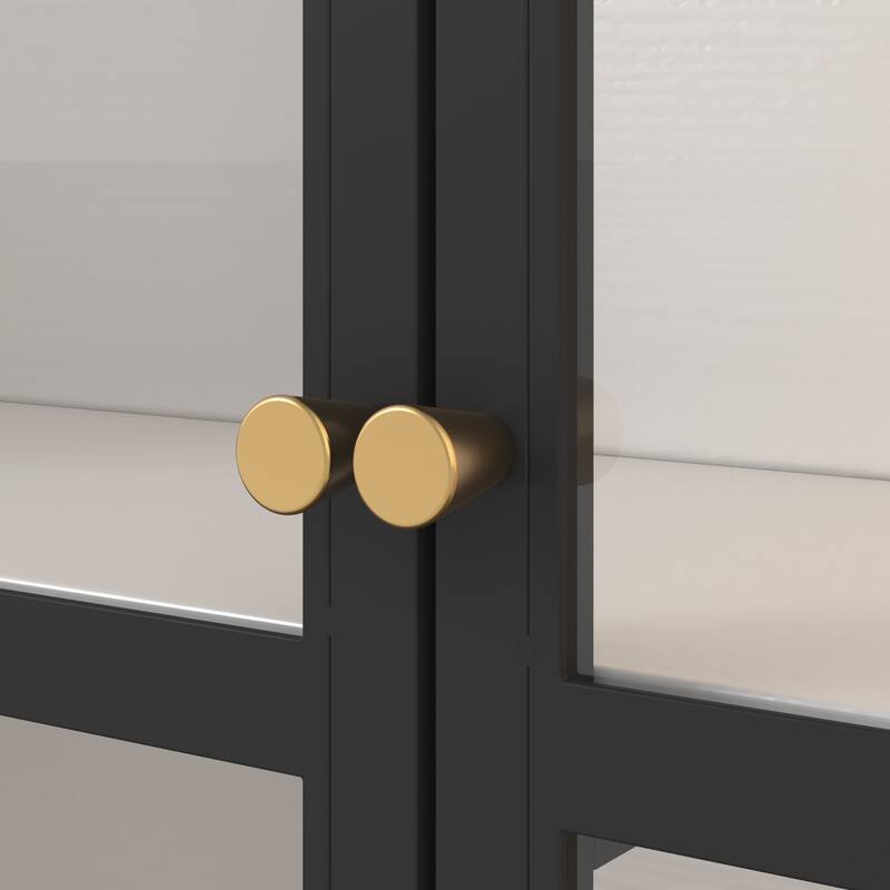 63" Arched Bar Cabinet with LED Lights Wine Bar Cabinet with Glass Doors, Liquor Storage Cabinet with Wine Rack