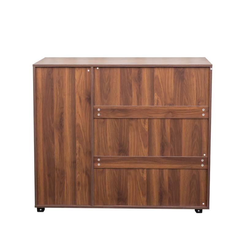 5-Tier Shoe Storage Cabinet with Adjustable Shelves, Wooden Shoe Rack Organizer with Louvered Doors for Entryway, Hallway