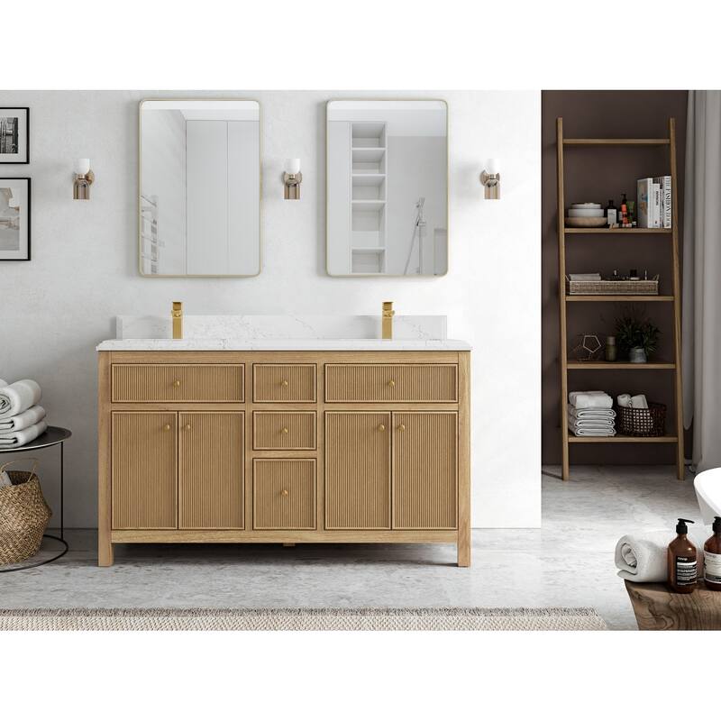 Willow Collections 60 in. W x 22 in. D Sonoma Teak Double Sink Bathroom Vanity with Countertop