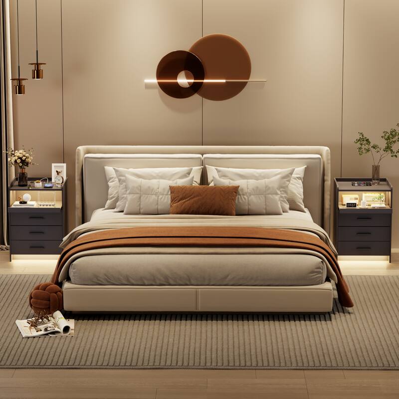 3 Drawer Nightstand With Light