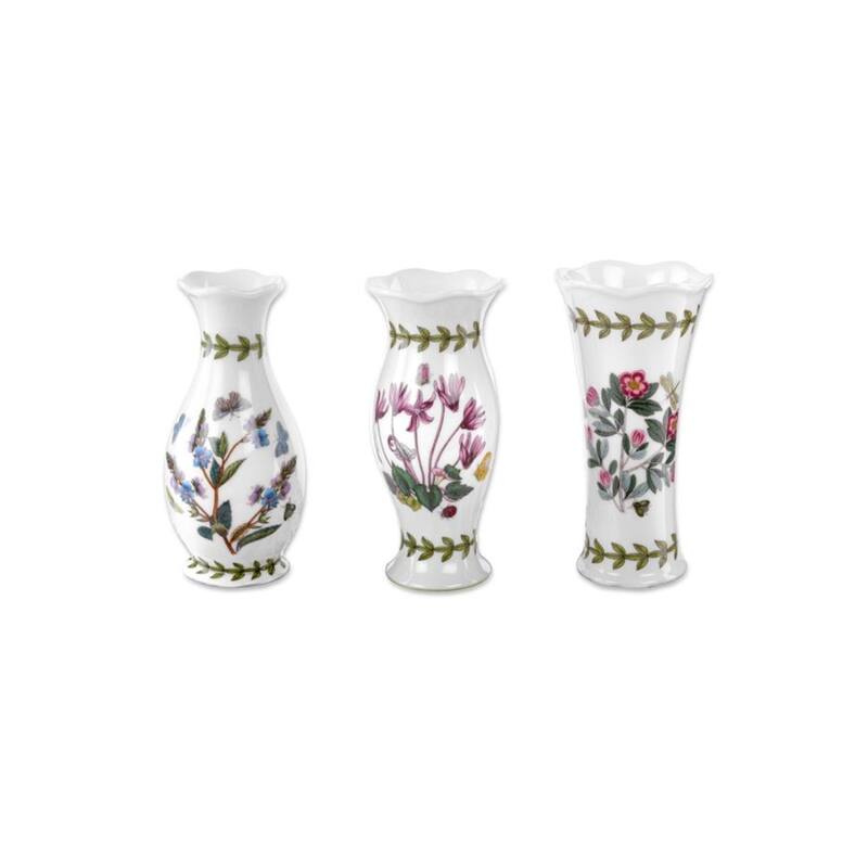 Portmeirion Botanic Garden Set of 3 Mini Vases - 5 inches each