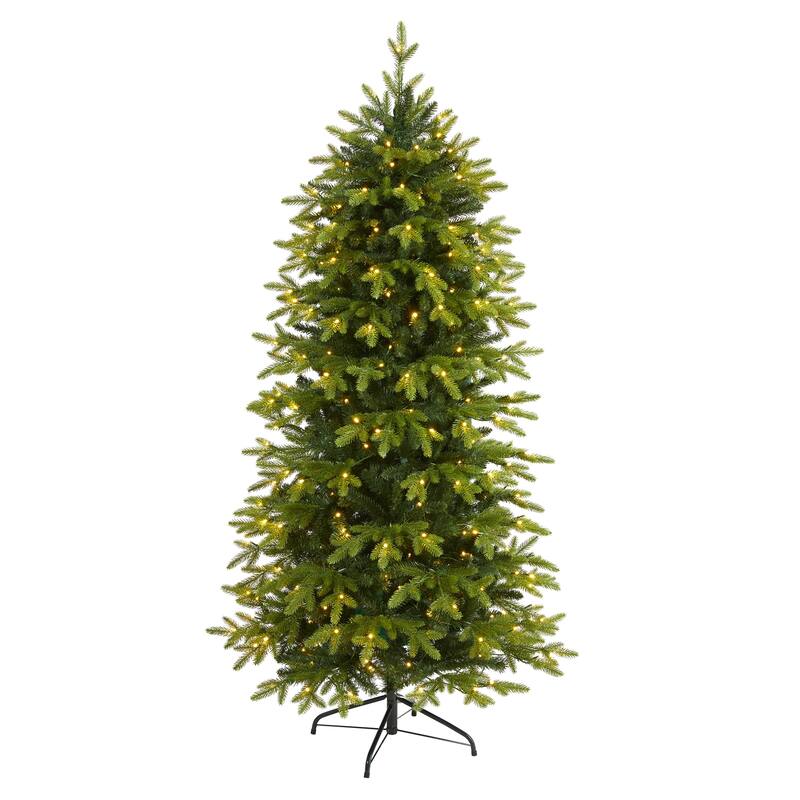 6' Belgium Fir "Natural Look" Christmas Tree with 300 Clear LED Lights - Green