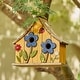 preview thumbnail 30 of 37, Glitzhome 10.5"H Distressed Solid Wood Birdhouse with 3D Flowers - 10.5"