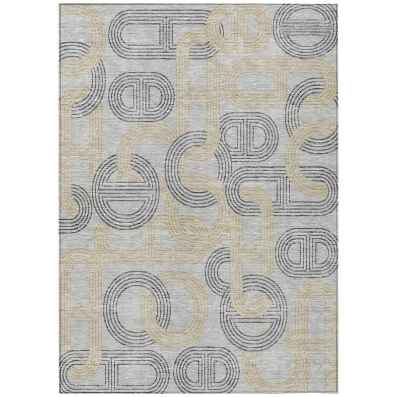 Machine Washable Indoor/ Outdoor Contemporary Geo Chantille Rug