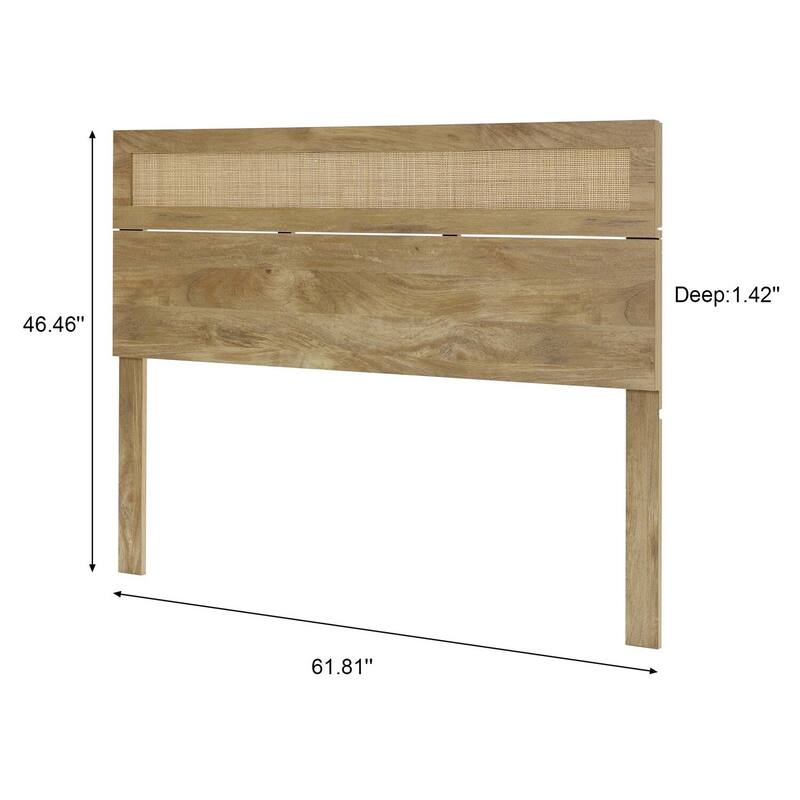 Oak Finish Headboard - Wood Top Headboard, Retro Renaissance Design, Bedroom Decor