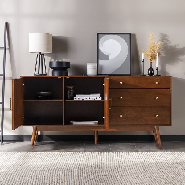 Mid Century Modern 3-Drawer and 2-Door Acorn Sideboard - Bed Bath