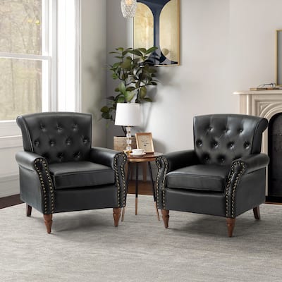 Mycenae Upholstered Accent Armchair with Nailhead Trim Set of 2