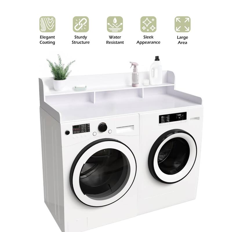 Double Layer Laundry Wood Shelf Topper for Washer and Dryer