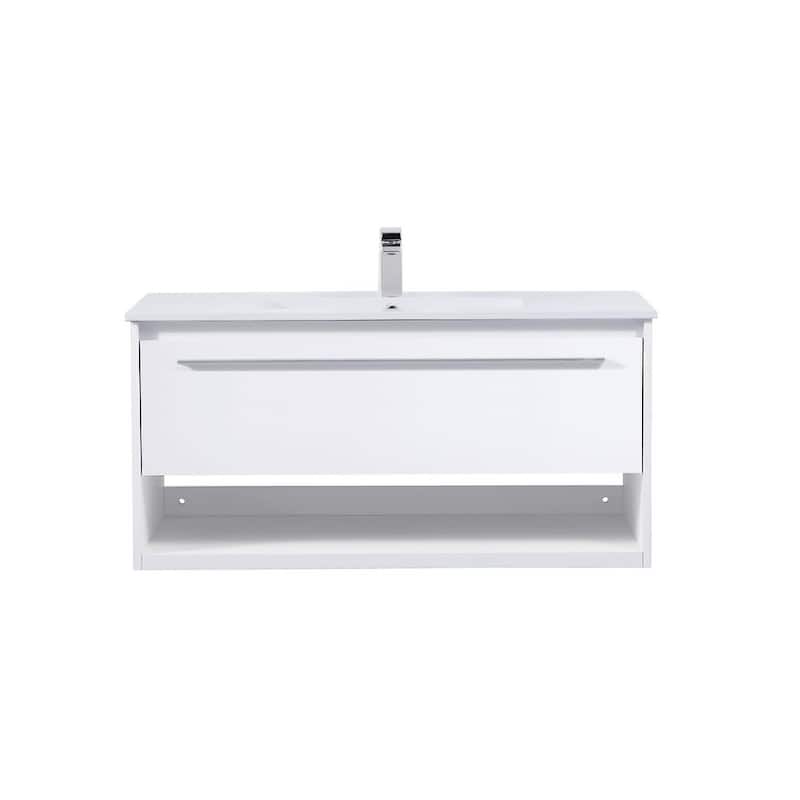 Elegant Lighting VF43040 Kasper 40" Wall Mounted Single Basin Vanity - White - Painted