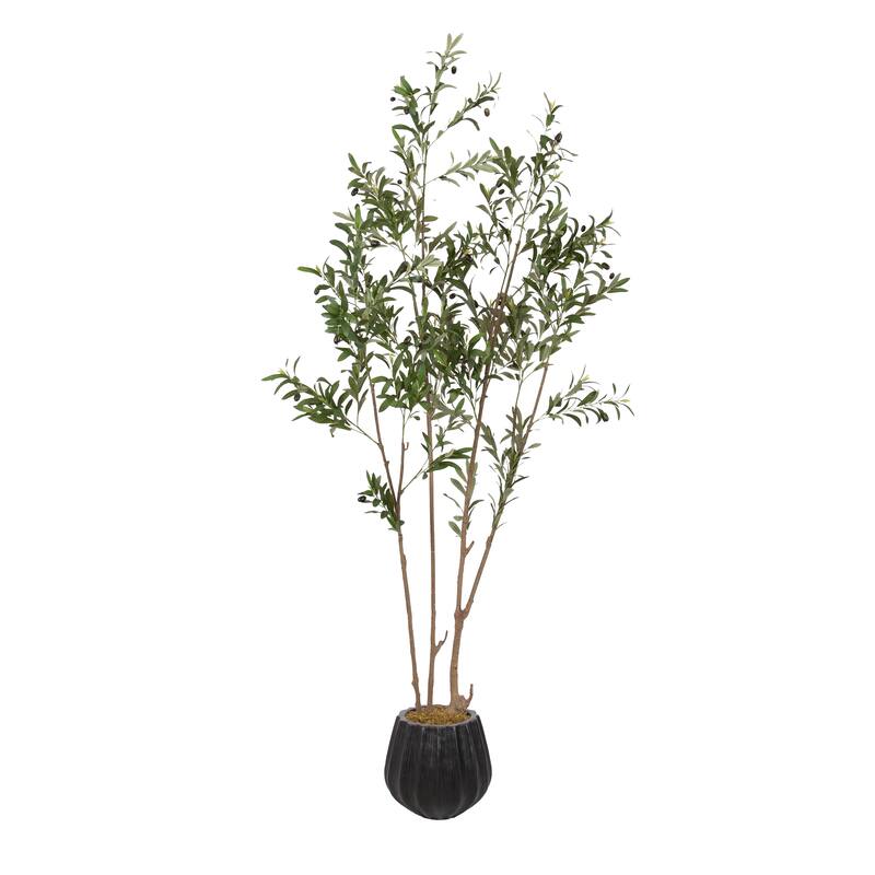 Kate and Laurel Oliveira Faux Olive Tree - 7ft - Black