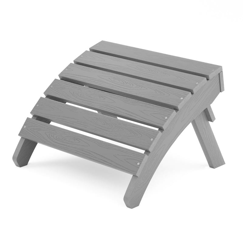 WINSOON All Weather HIPS Outdoor Folding Ottoman Adirondack Chair Footrest - Grey