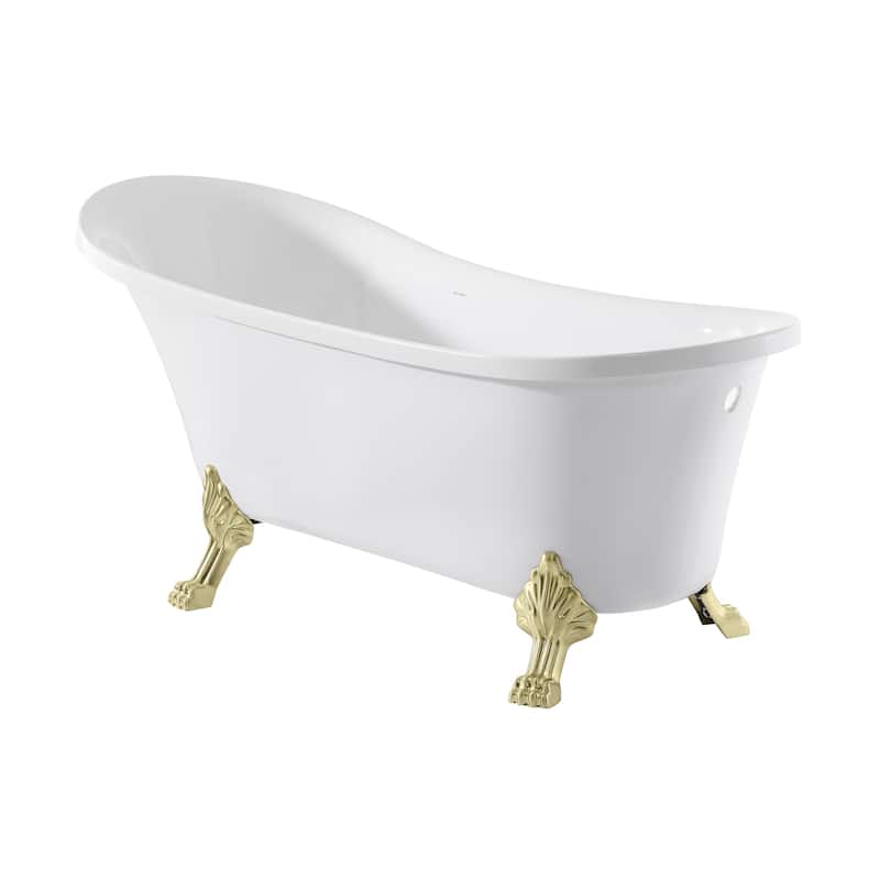 Caché Single Slipper, Clawfoot Soaking Acrylic Bathtub