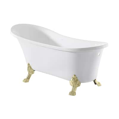 Caché Single Slipper, Clawfoot Soaking Acrylic Bathtub