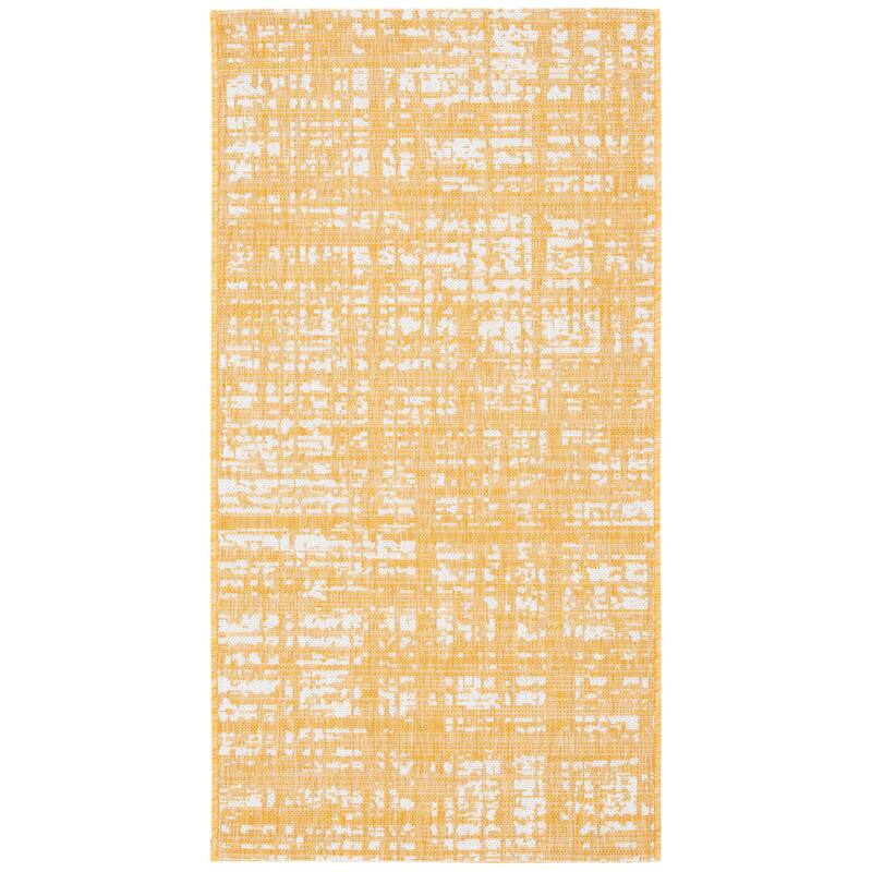 SAFAVIEH Courtyard Rufine Crosshatch Indoor/ Outdoor Waterproof Rug - 2' x 3'7" - Gold/Ivory