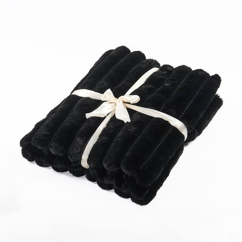 Fuzzy Striped FauxFur Throw.