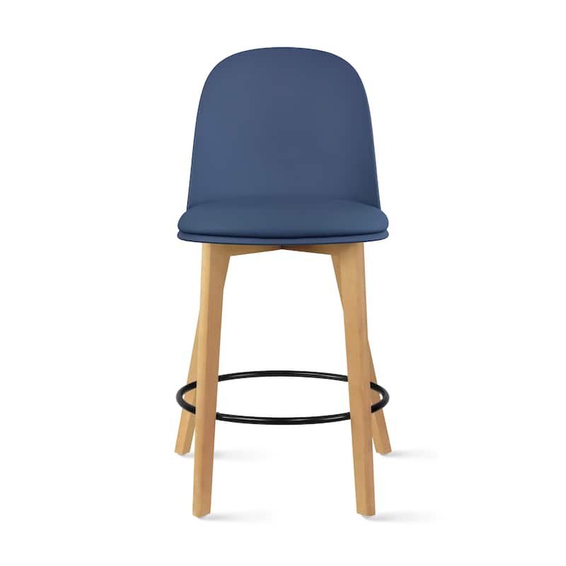 Set of 2 Designer Eiffel Chairs Counter Stools With Backs Side Molded Shell Kitchen Office Dining Dowel Bar Patio
