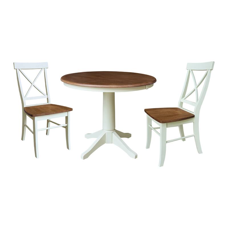 36" Round Extension Dining Table with X-Back Chairs