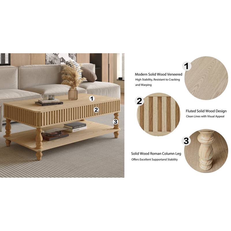 GDF Studio - Modern Wooden Lift-Top Coffee Table with Storage