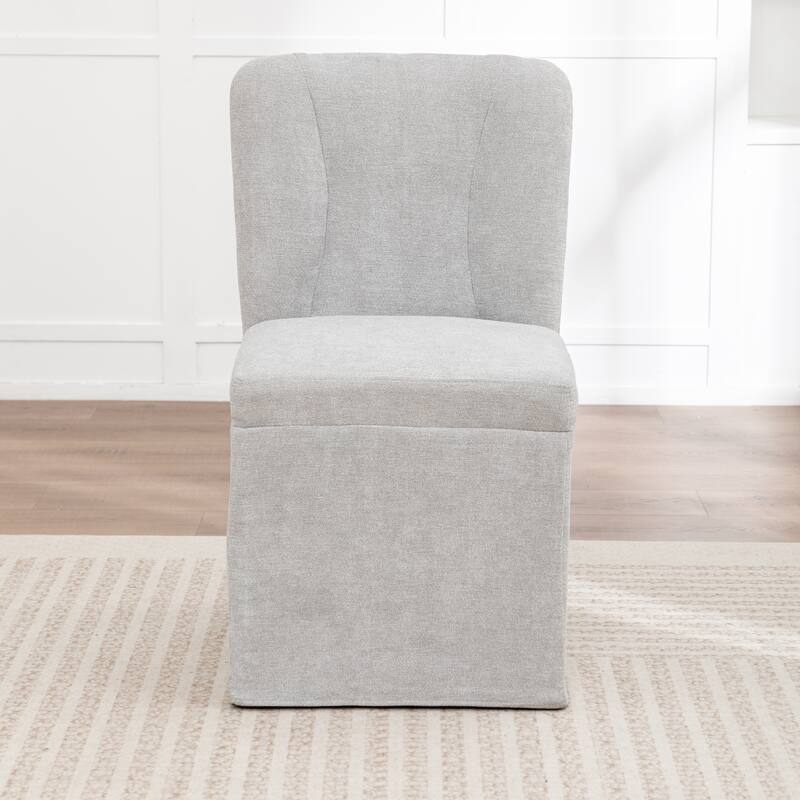 2-Piece Linen Dining Chairs, Modern Fabric Side Chairs,with Padded Seat and Backrest, Upholstered Armless Chairs