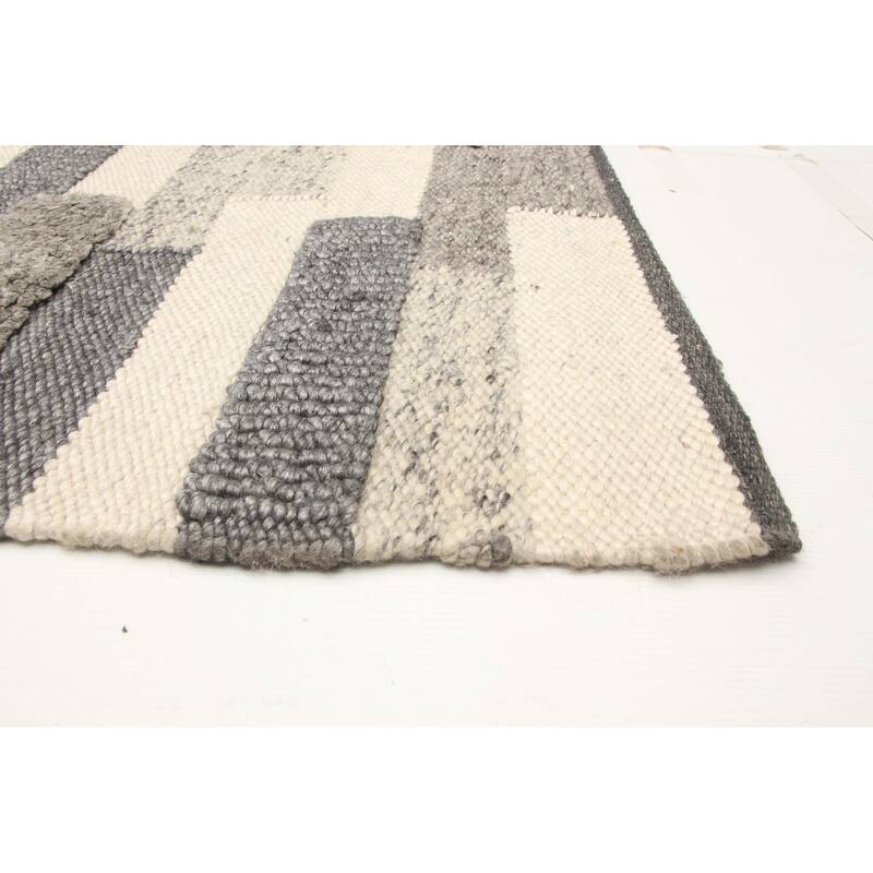 ECARPETGALLERY Braid weave Sienna Grey Wool Rug - 5'9 x 7'10