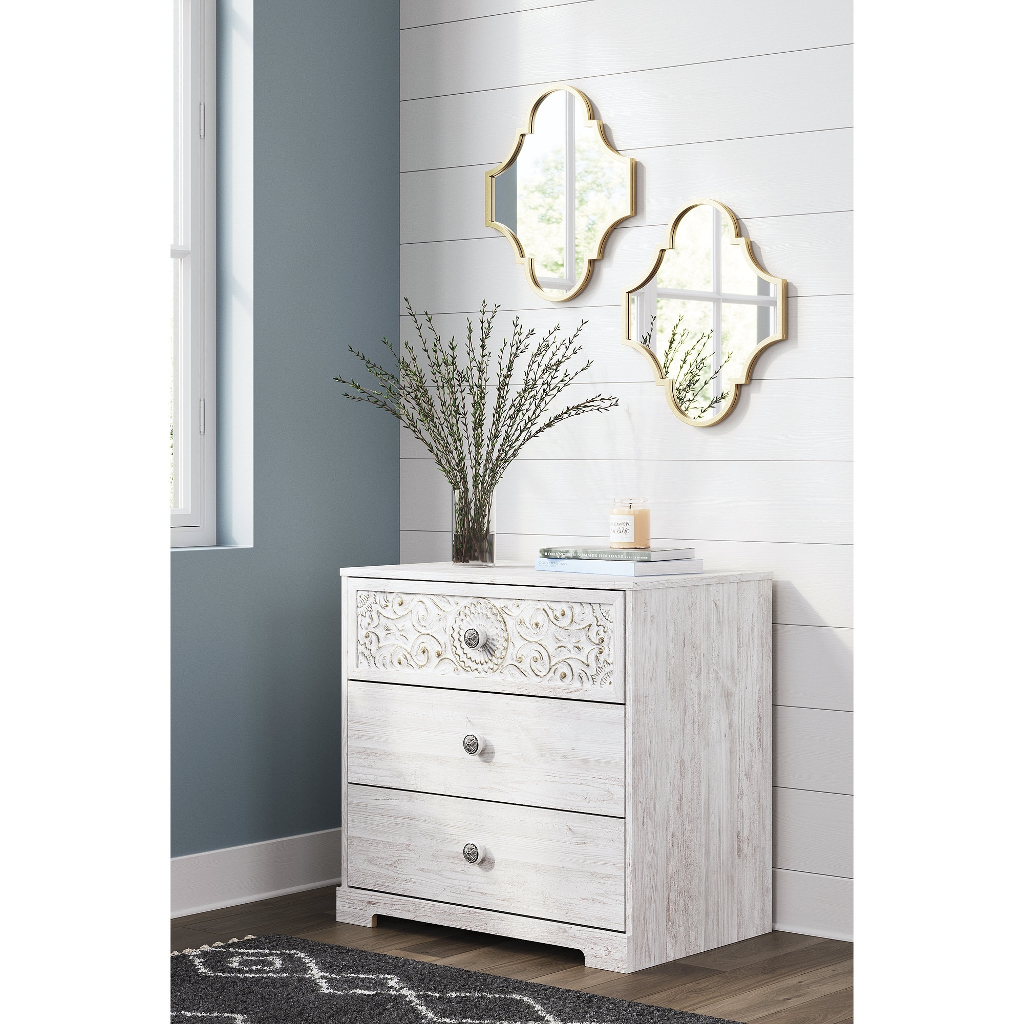 Ashley Furniture Paxberry Whitewash 3 Drawer Chest - Bed Bath