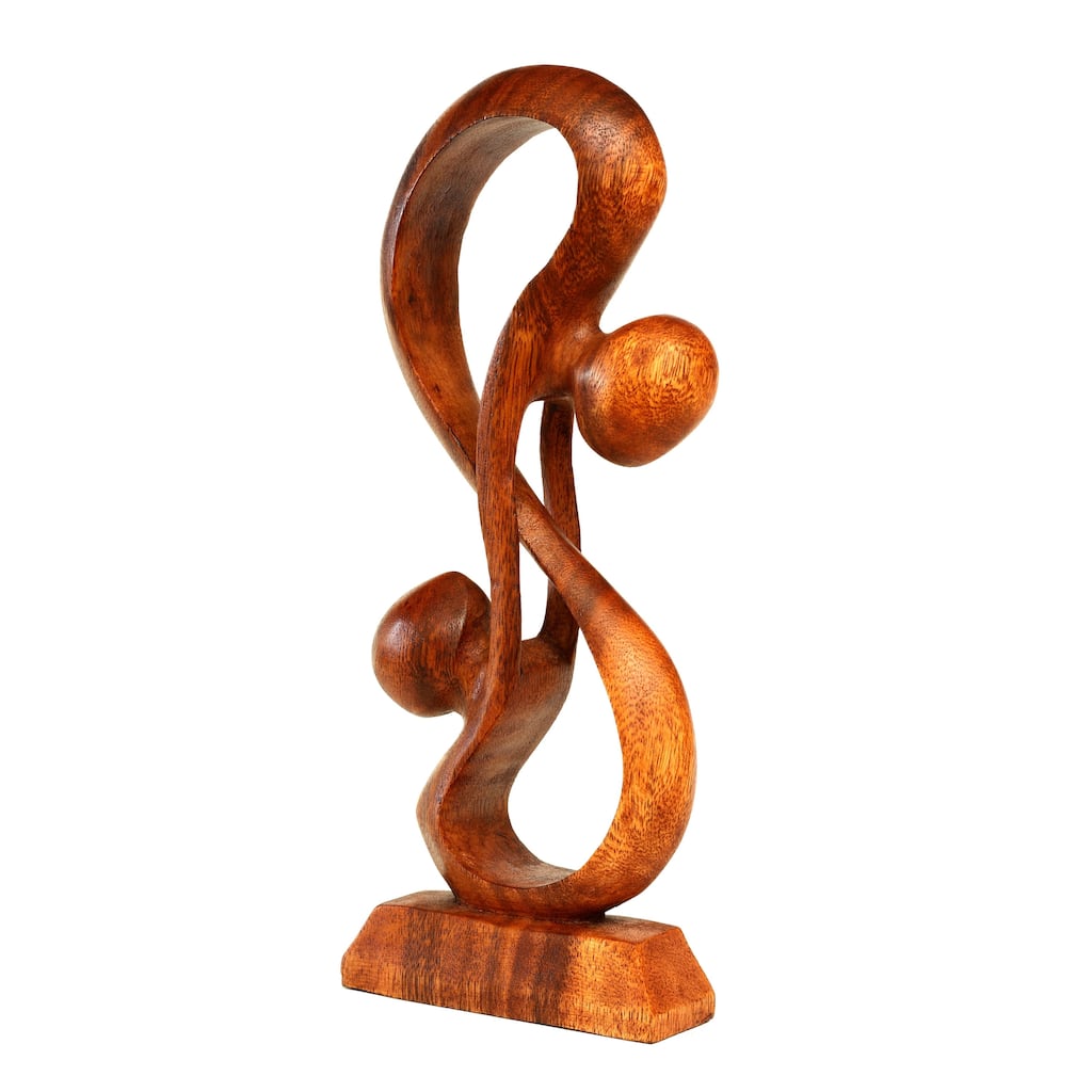 12" Wooden Hand Carved "Hold Me Tight" Handmade Abstract Sculpture Statue Handcrafted Art Gift Home Decor Figurine