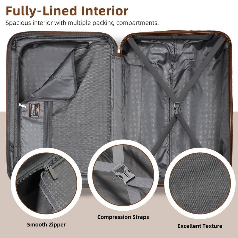 6-Piece, Luggage Sets, Hard-Shell Expandable Luggage with Spinner Wheels and Combination Lock, for Boarding Travel