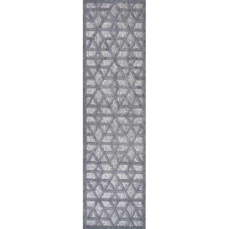 JONATHAN Y Peralta Neutral Geometric Indoor/Outdoor Area Rug - 2 X 8 - Dark Gray