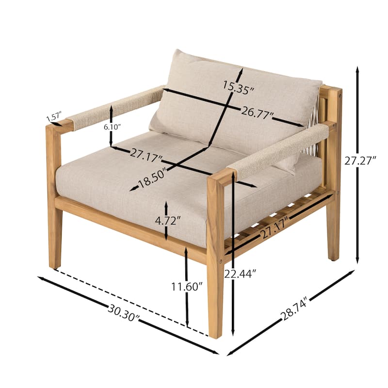 Christopher Knight Home - Aeowyn Patio Acacia Wood and Rope Club Chair