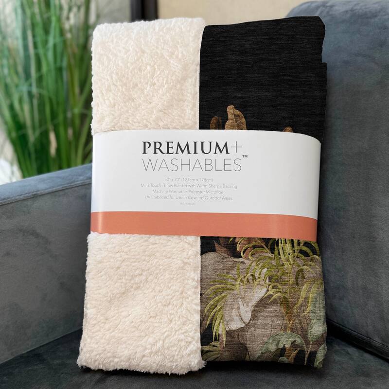 Premium Machine Washable ASB203 Safari Adventure Sherpa Throw Blanket