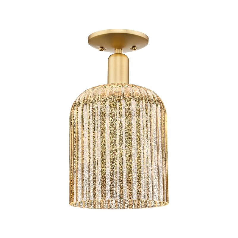 Innovations Lighting 716-1C-14-8 Bridal Veil Semi-Flush Bridal Veil 8" - Satin Gold / Mercury