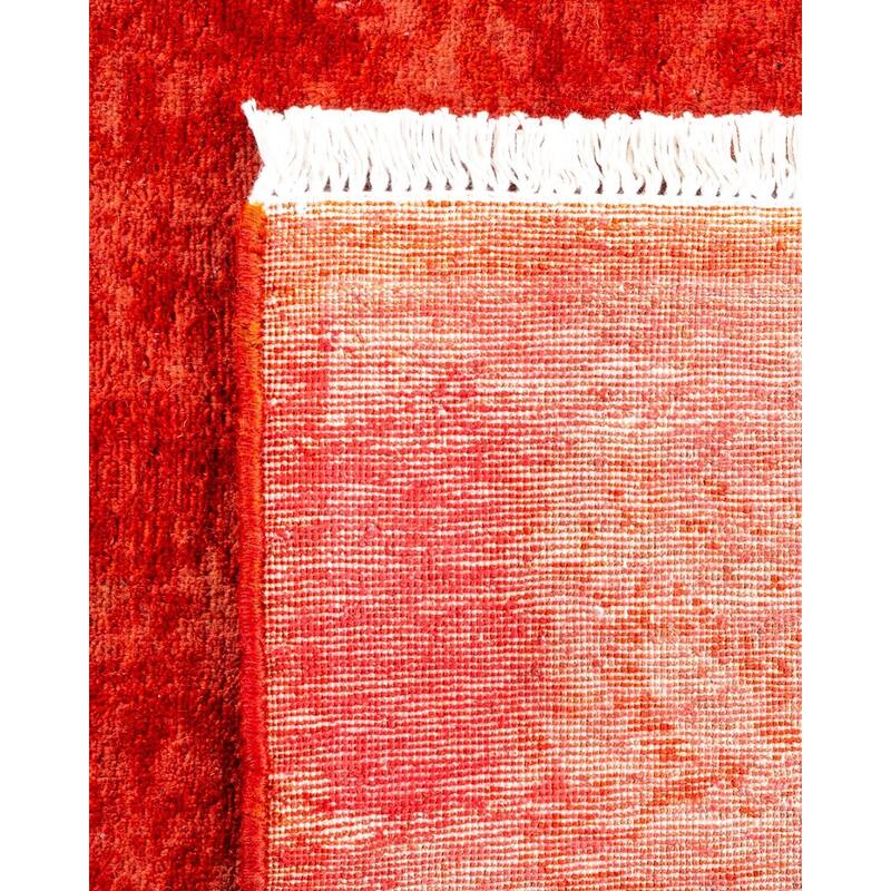 Overton Hand Knotted Wool Vintage Inspired Modern Contemporary Overdyed Red Area Rug - 4' 3" x 6' 1"