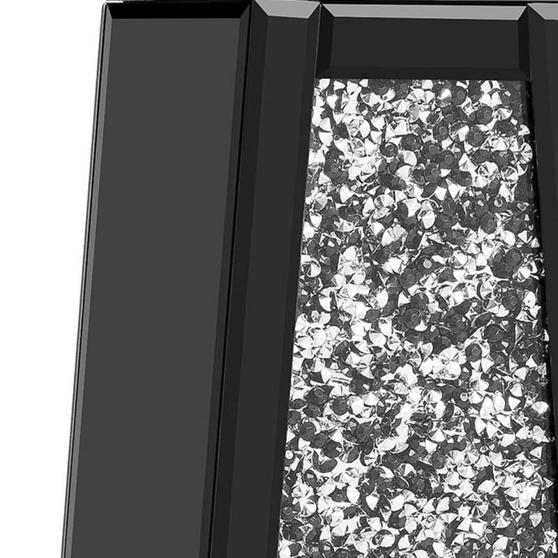 30" Black Mirrored Glass Floor Vase With Faux Crystals - 5.31