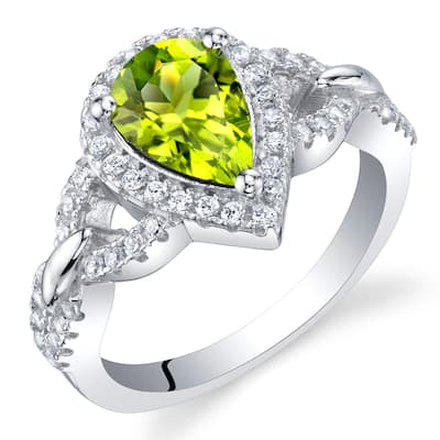 Sterling Silver 1.25 ct Peridot Halo Ring