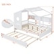 preview thumbnail 19 of 28, Wooden House Bed with Trundle Bed, Storage Shelf, Platform Bed Frame with Pitched Roof for Kids Teens Adults