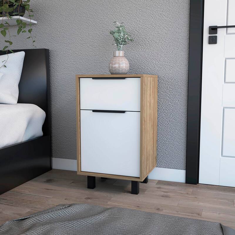 Nightstand with 1 Drawer and Single Door Cabinet