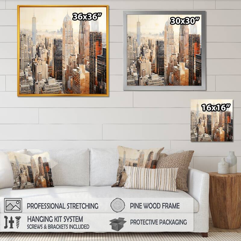 Designart "Ivory Infinity Skyscraper Cityscape" Skyscrapers Wall Art
