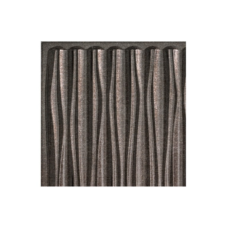 FASÄDE Dunes Vertical Decorative Vinyl 2ft x 2ft Glue Up Ceiling Panel in Smoked Pewter (5 Pack) - 12in x 12in Sample - Smoked Pewter