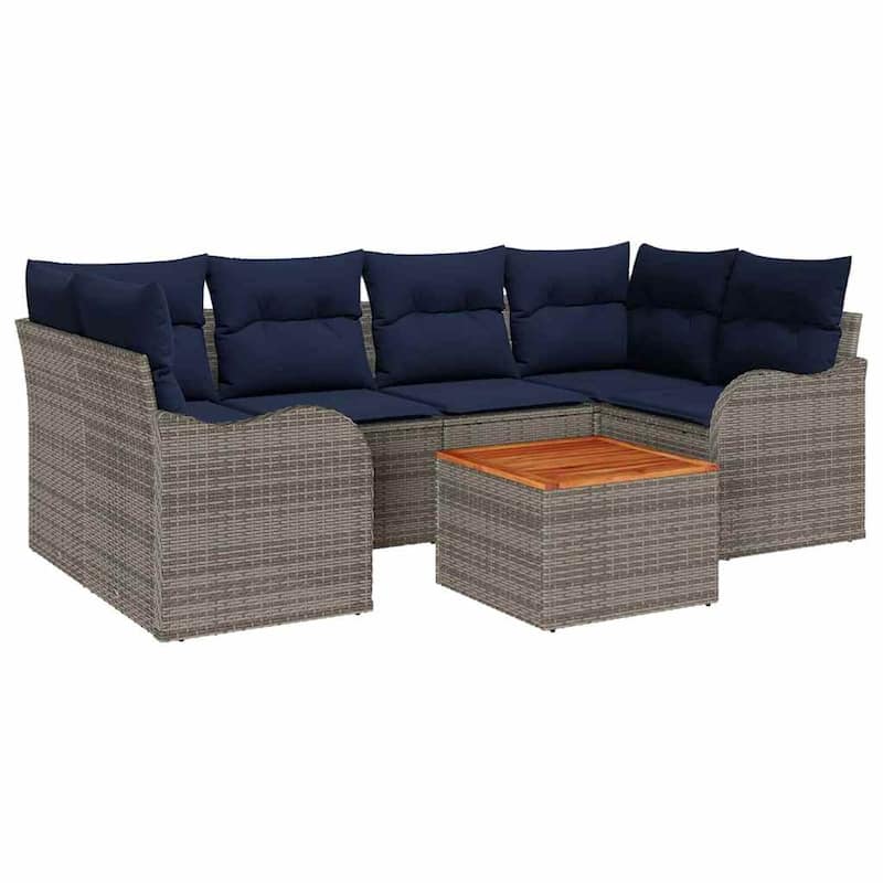 vidaXL 7 Piece Garden Sofa Set with Cushions - 92.1×48.2×27.2