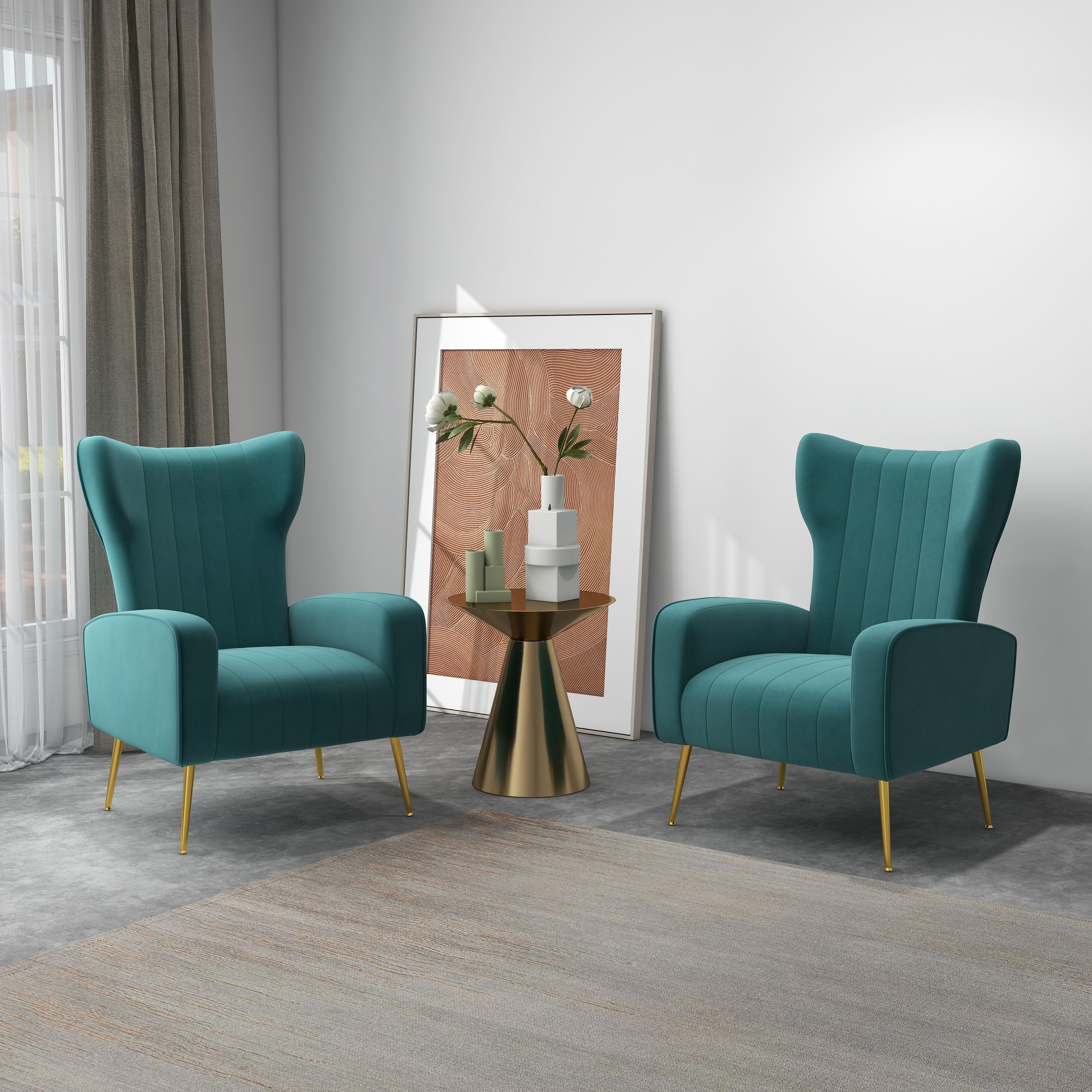 2SET Velvet Accent Chairs for Living Room
