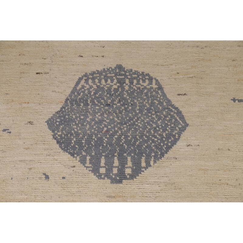 Hand Knotted Oriental 100% Wool Carpet Tribal Tribal Beige & Ivories Moroccan Area Rug - 9' 0'' X 6' 5''