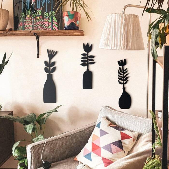 Blumen 3 Piece Vase Metal Wall Art